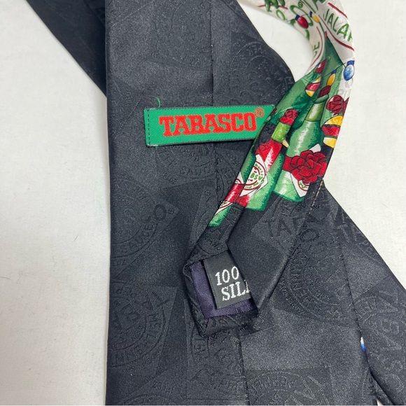 VTG TABASCO Christmas Hot Sauce Silk Neck Tie - Picture 5 of 6